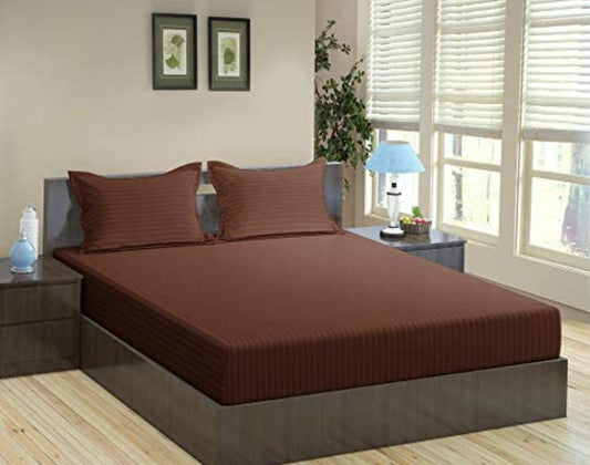 Elastic Fitted Cotton Bedsheet With 2 Pillow Covers